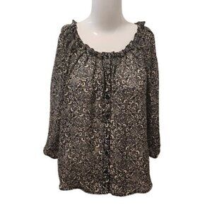 [H&M] 3/4 Sleeve Button Down Flowy Top - Size 2